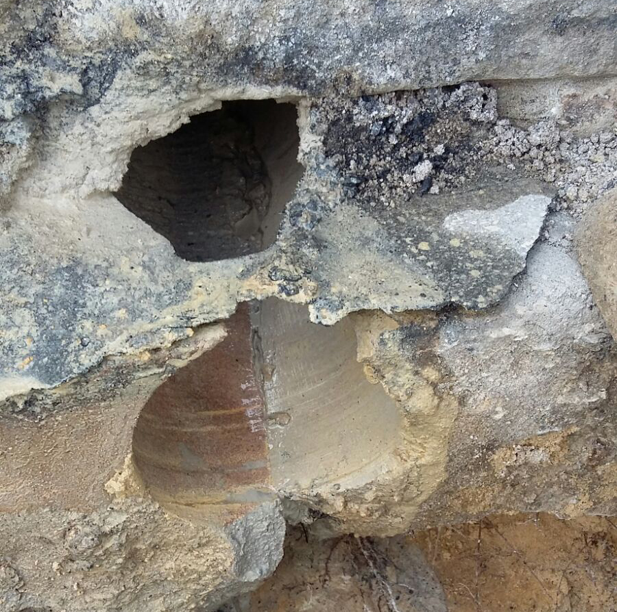 Schrägbohrung durch Sandstein-Fundament